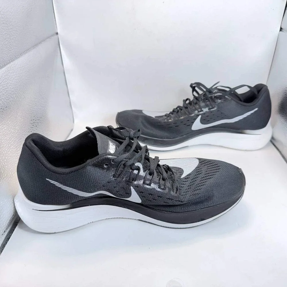 Nike Zoom Fly Mens 8.5 Black White Racing Running Shoes 880848-001 Excellent